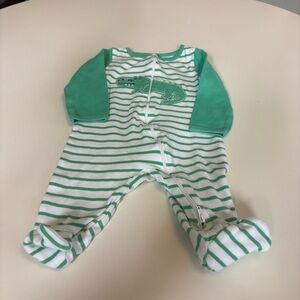 Wonder Nation Alligator Green Striped Sleeper Size 3-6 Months